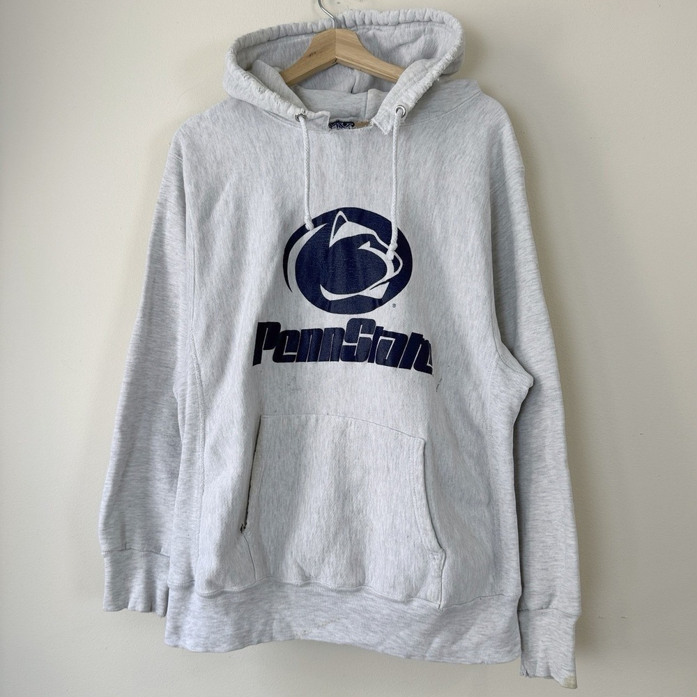 Vintage 90s MV Sport Pro Weave University of Pennsylvania Penn State Grey Hoodie